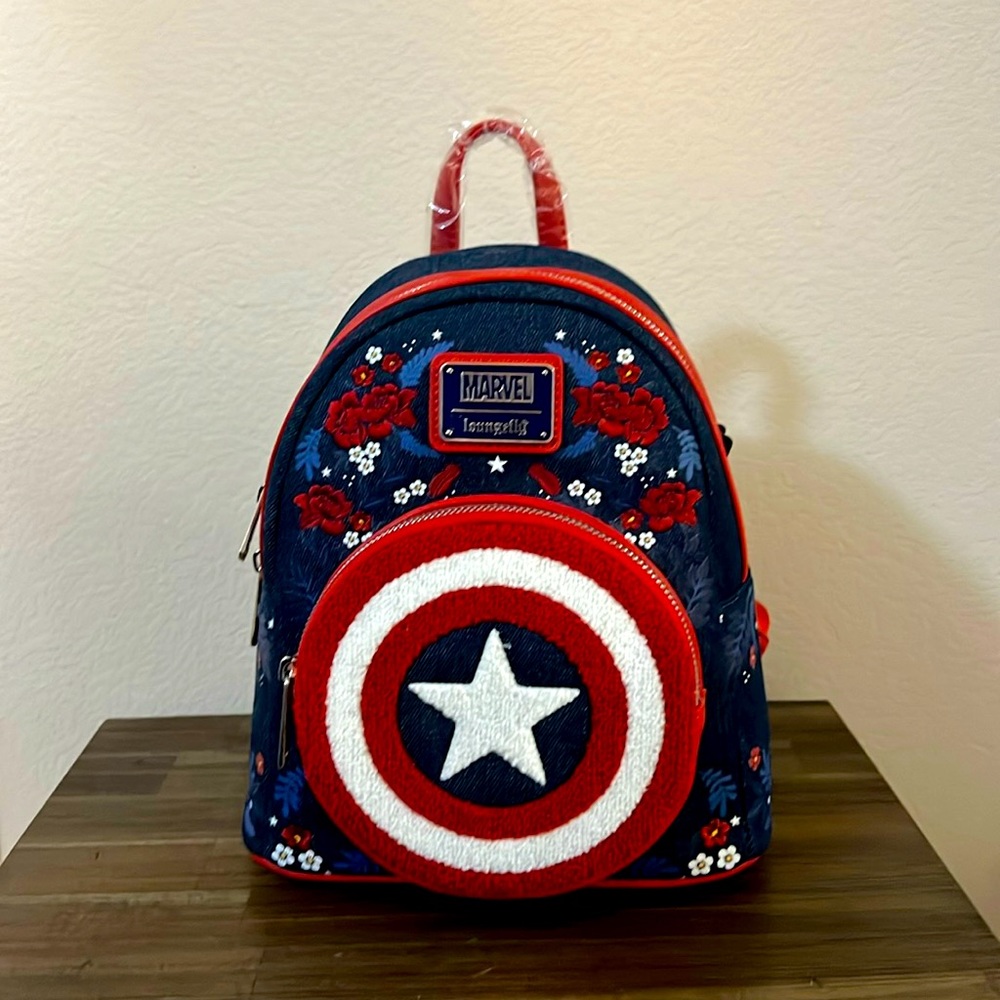 NWT Loungefly Captain America 80th Anniversary Backpack